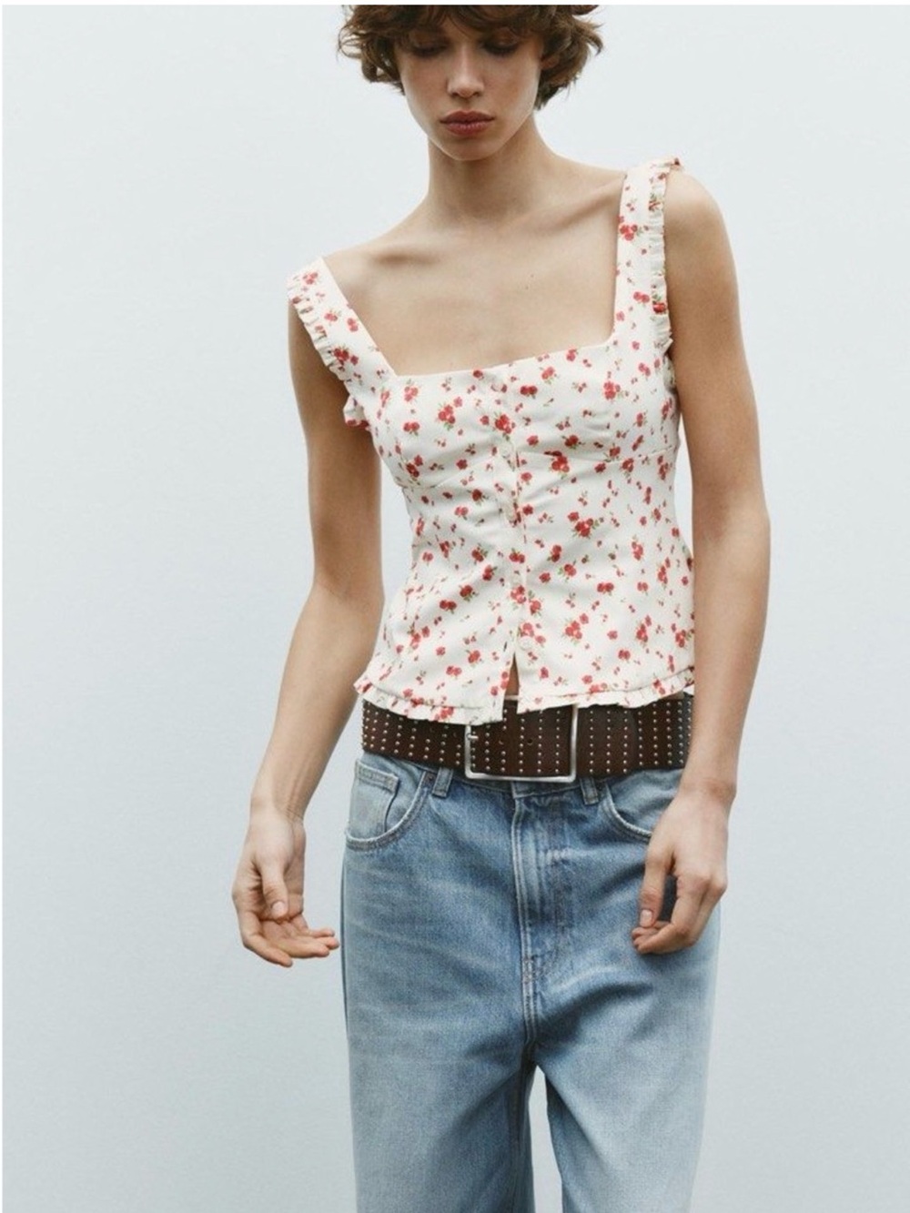 Zara | Floral Stretch Poplin Top